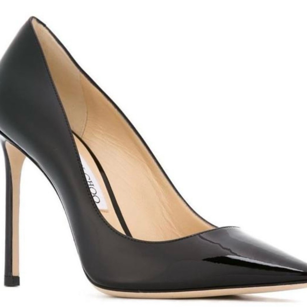 Jimmy Choo Romy 100 Patent Leather Pointed Toe Heels 38